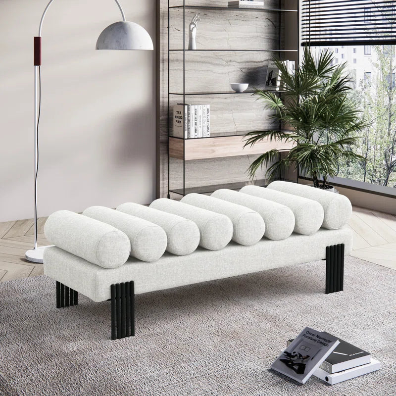 Klasical Polyester Blend Upholstered Bench - Wooden Bazar