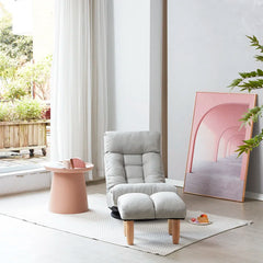 Upholstered Swivel Accent Chair with Ottoman - Wooden Bazar