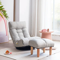 Upholstered Swivel Accent Chair with Ottoman - Wooden Bazar