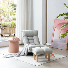 Upholstered Swivel Accent Chair with Ottoman - Wooden Bazar