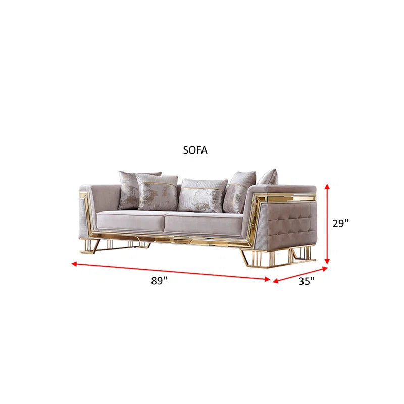 Jadelinz 3 - Piece Velvet Living Room Set Luxary Sofa Set