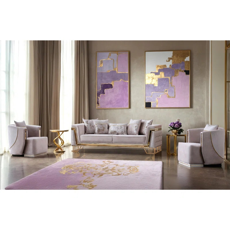 Jadelinz 3 - Piece Velvet Living Room Set Luxary Sofa Set