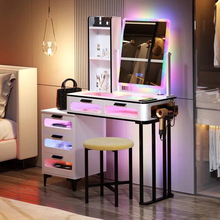 Jahsun Makeup Vanity with LED Light Dressing Table With Mirror,  Wooden Bazar