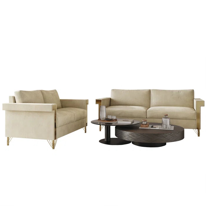 Jaliciaz 2 - Piece Velvet Living Room Set (Set of 2) Luxury Sofa Set