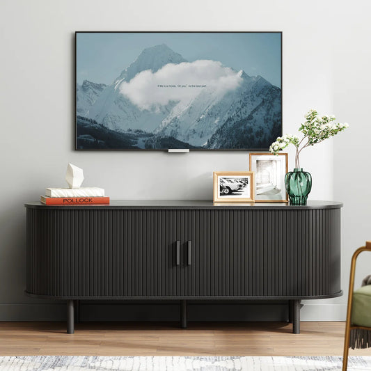 Modern Wood TV Stand with Storage and Shelves - Wooden Bazar