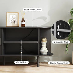 Modern Wood TV Stand with Storage and Shelves - Wooden Bazar
