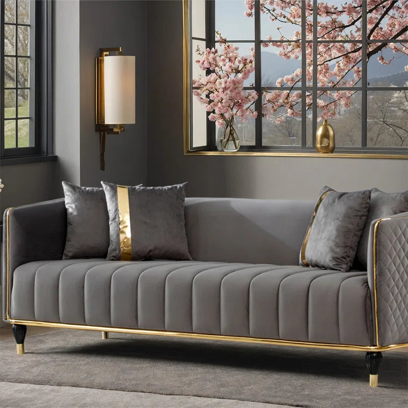 Janushano 4 - Piece Velvet Living Room Luxury Sofa Set