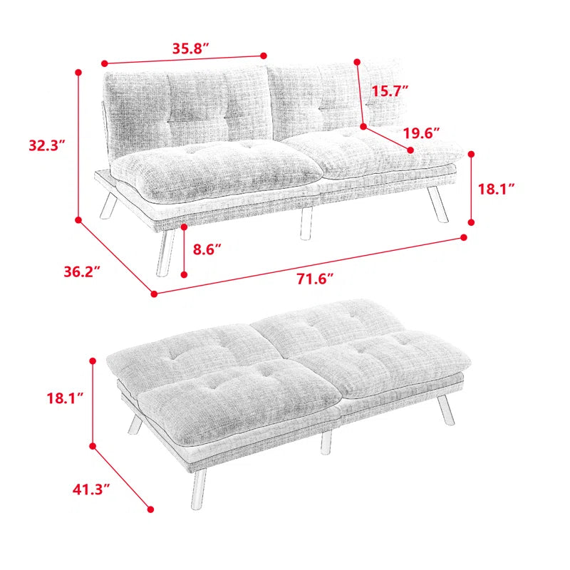 Palkhuni Upholstered Convertible Sofa for Modern Living - Wooden Bazar