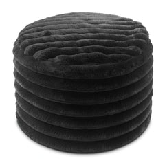 Timbux Modern Fluffy Faux Fur Ottoman - Wooden Bazar