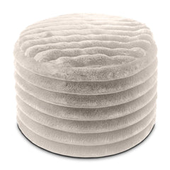 Timbux Modern Fluffy Faux Fur Ottoman - Wooden Bazar