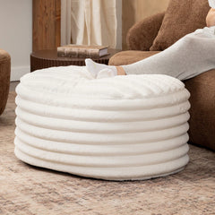 Timbux Modern Fluffy Faux Fur Ottoman - Wooden Bazar