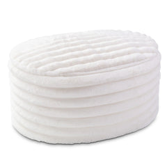 Timbux Modern Fluffy Faux Fur Ottoman - Wooden Bazar
