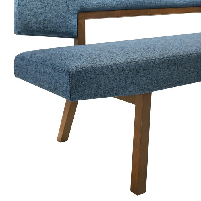 Haeryy Upholstered Dining Bench with Back in Rubberwood and Fabric