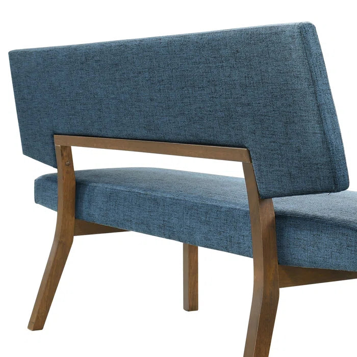 Haeryy Upholstered Dining Bench with Back in Rubberwood and Fabric