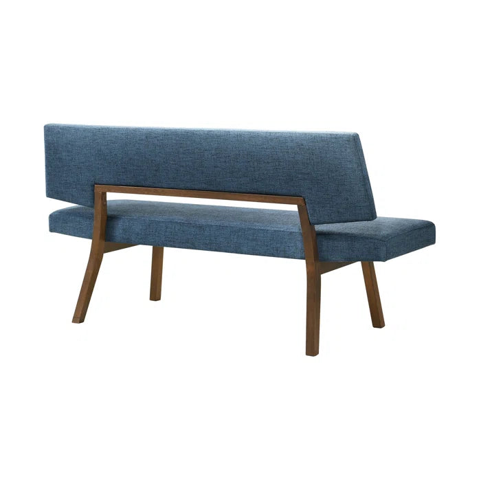Haeryy Upholstered Dining Bench with Back in Rubberwood and Fabric