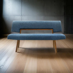Haeryy Upholstered Dining Bench with Back in Rubberwood and Fabric