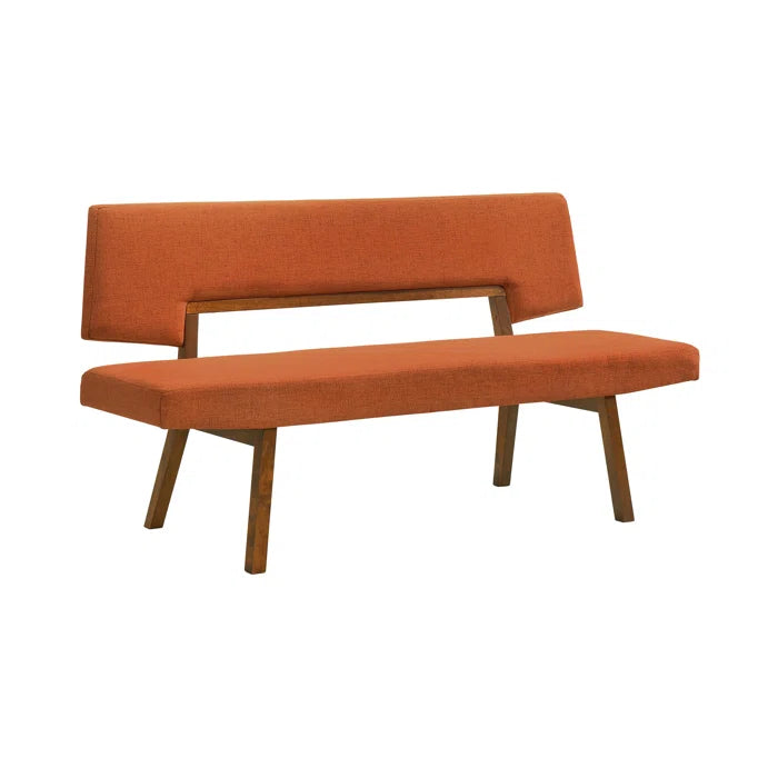 Haeryy Upholstered Dining Bench with Back in Rubberwood and Fabric