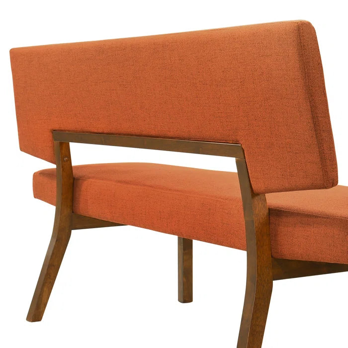 Haeryy Upholstered Dining Bench with Back in Rubberwood and Fabric