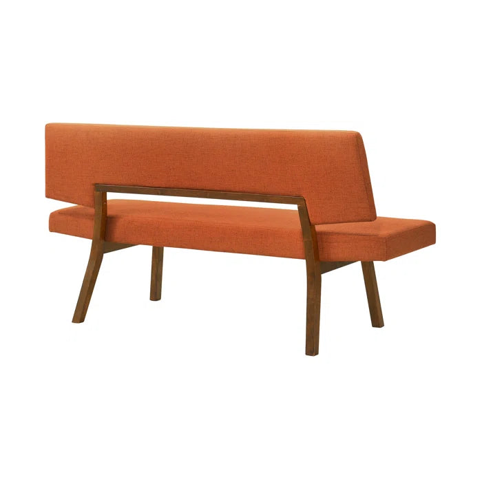 Haeryy Upholstered Dining Bench with Back in Rubberwood and Fabric