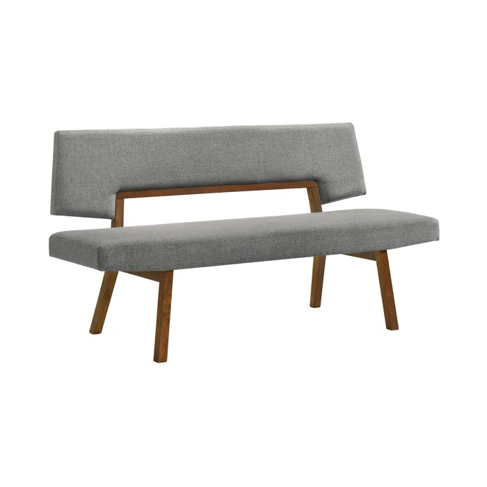 Haeryy Upholstered Dining Bench with Back in Rubberwood and Fabric