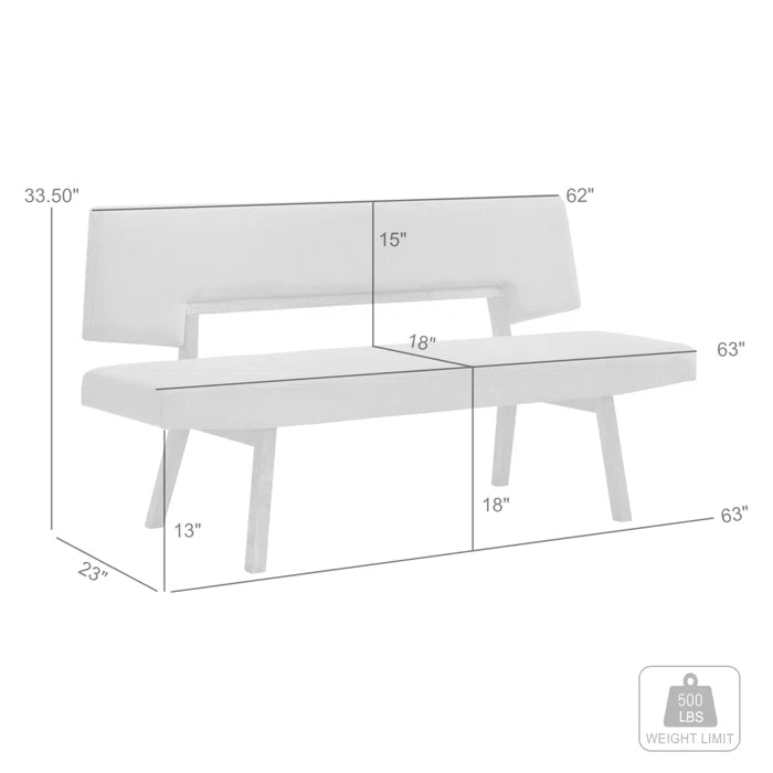 Haeryy Upholstered Dining Bench with Back in Rubberwood and Fabric