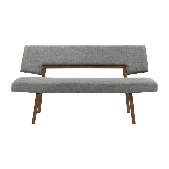 Haeryy Upholstered Dining Bench with Back in Rubberwood and Fabric