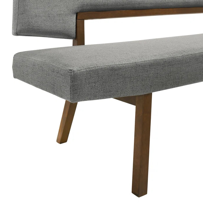 Haeryy Upholstered Dining Bench with Back in Rubberwood and Fabric
