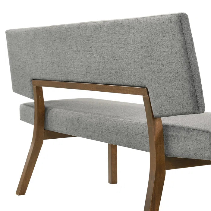 Haeryy Upholstered Dining Bench with Back in Rubberwood and Fabric