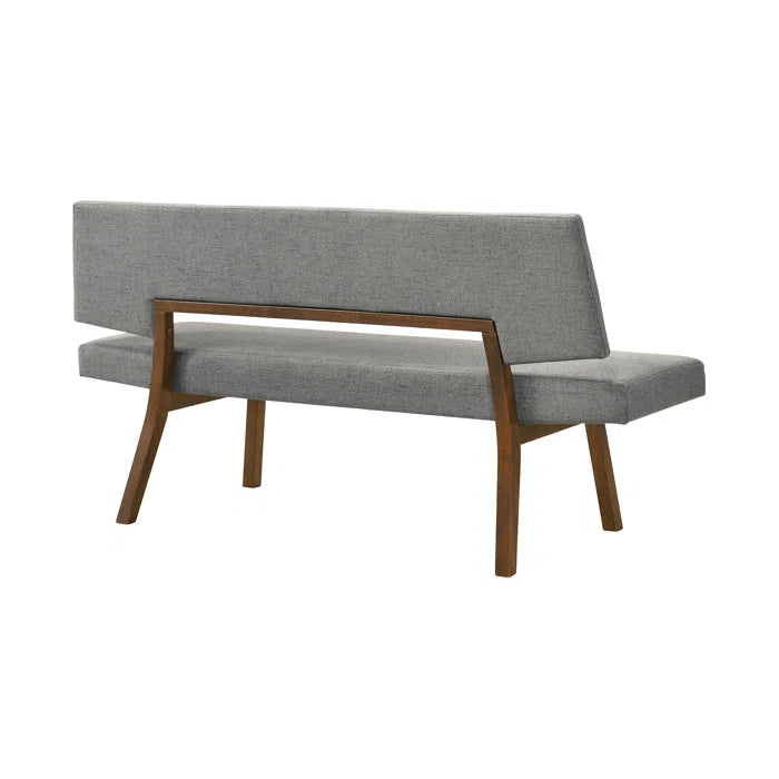 Haeryy Upholstered Dining Bench with Back in Rubberwood and Fabric