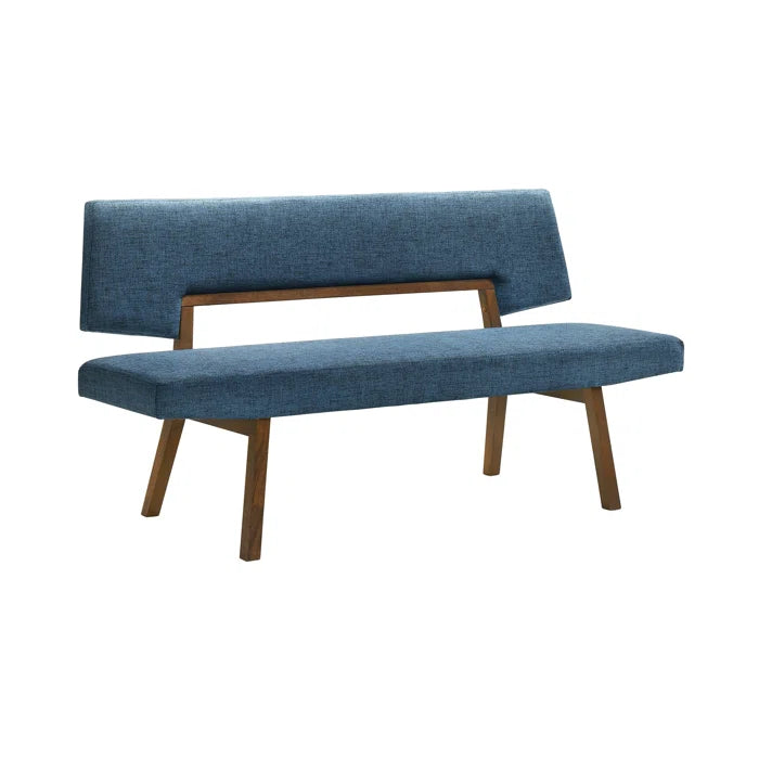 Haeryy Upholstered Dining Bench with Back in Rubberwood and Fabric