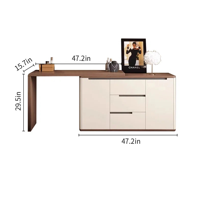 Cazzy 2 Doors 3 Drawers Vanity Table with Cushioned Stool - Wooden Bazar