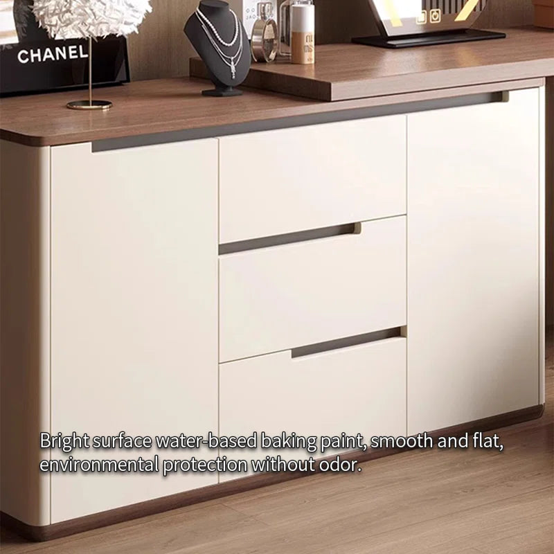 Cazzy 2 Doors 3 Drawers Vanity Table with Cushioned Stool - Wooden Bazar