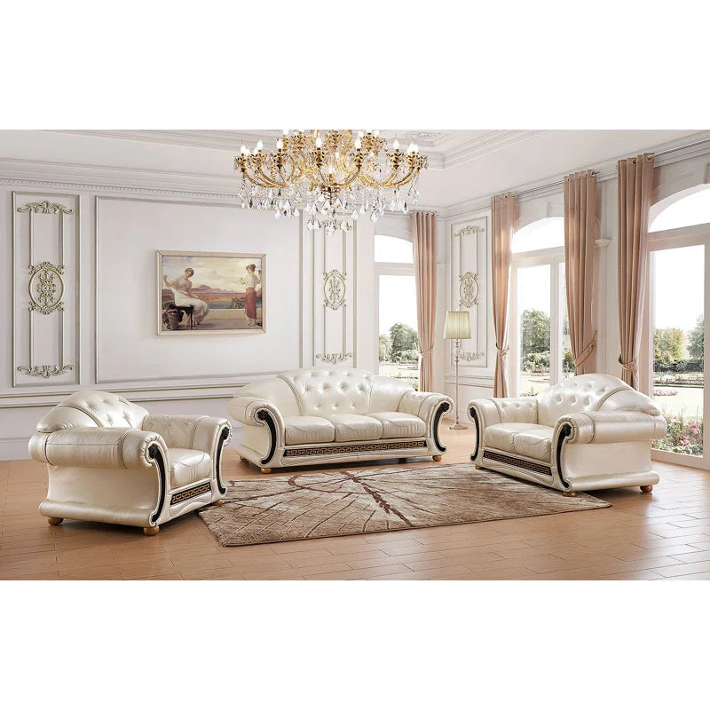 Jemiyaz 3 - Piece Leather Living Room Set Luxury Sofa Set