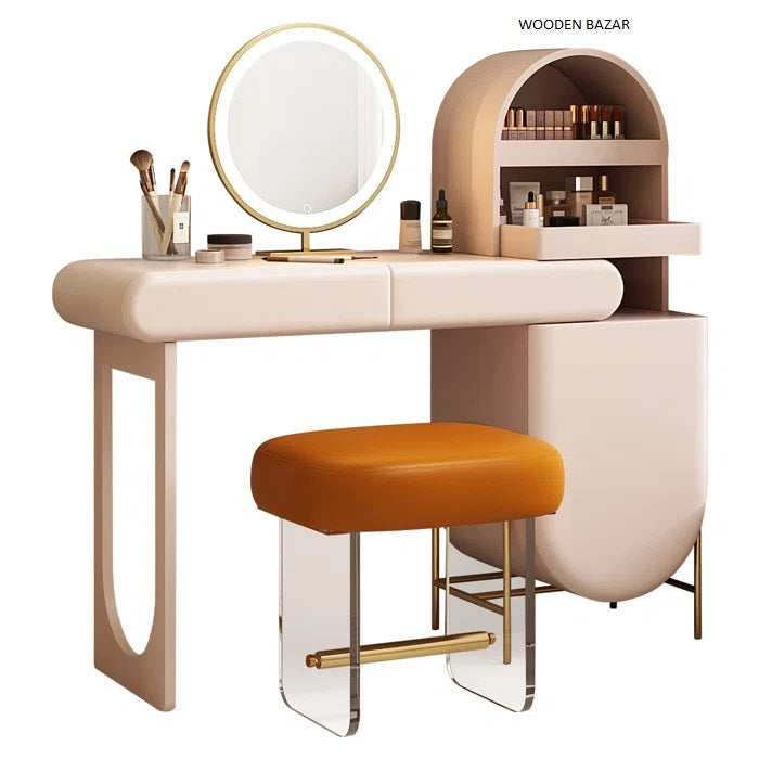 Jocalynn Vanity  Table with Stool and Mirror - Wooden Bazar