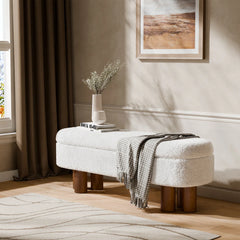 Gang Upholstered Flip Top Storage Bench with Solid Wood Leg - Wooden Bazar