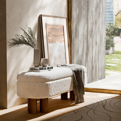Gang Upholstered Flip Top Storage Bench with Solid Wood Leg - Wooden Bazar