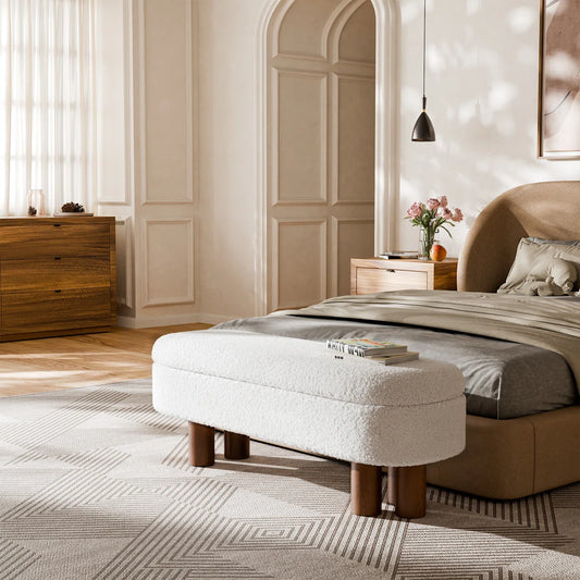 Gang Upholstered Flip Top Storage Bench with Solid Wood Leg - Wooden Bazar