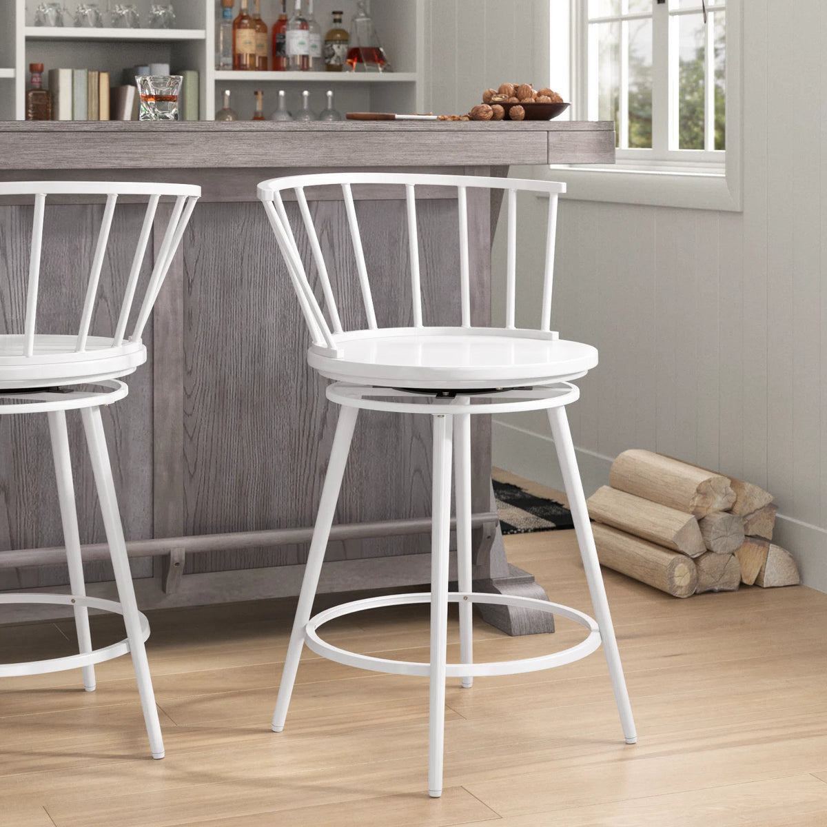 Johannas Swivel 24'' Counter and bar Stool (Set of 2)