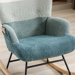 Zekin Upholstered Velvet Rocking Chair with Sturdy Wood Base - Wooden Bazar