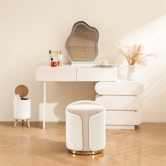 Metal Accent Stool Swivel Vanity Ottoman - Wooden Bazar