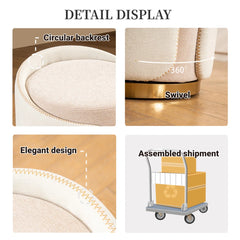 Metal Accent Stool Swivel Vanity Ottoman - Wooden Bazar