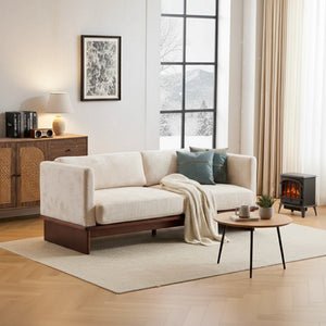Modern 3-Seater Upholstered Sofa With Solid Wood Base - Wooden Bazar