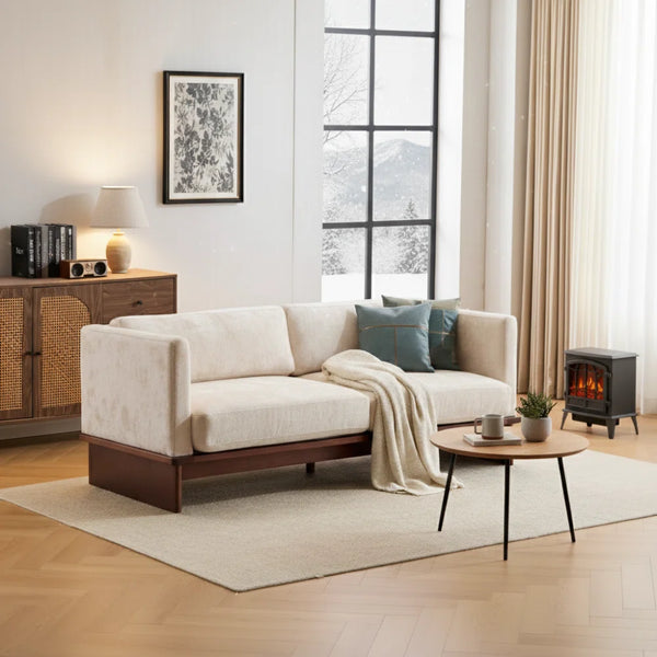 Modern 3-Seater Upholstered Sofa With Solid Wood Base - Wooden Bazar