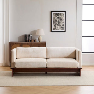 Modern 3-Seater Upholstered Sofa With Solid Wood Base - Wooden Bazar