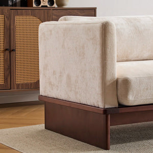 Modern 3-Seater Upholstered Sofa With Solid Wood Base - Wooden Bazar