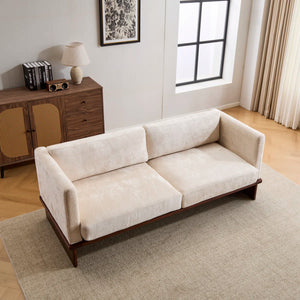 Modern 3-Seater Upholstered Sofa With Solid Wood Base - Wooden Bazar