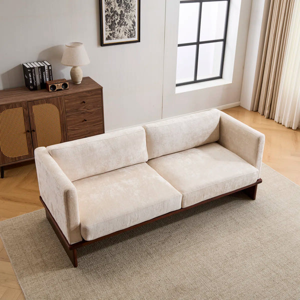 Modern 3-Seater Upholstered Sofa With Solid Wood Base - Wooden Bazar