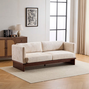 Modern 3-Seater Upholstered Sofa With Solid Wood Base - Wooden Bazar