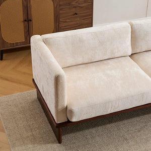 Modern 3-Seater Upholstered Sofa With Solid Wood Base - Wooden Bazar