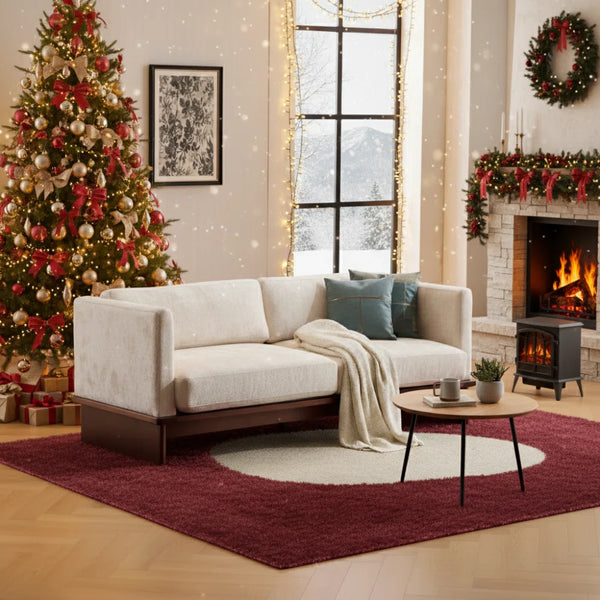 Modern 3-Seater Upholstered Sofa With Solid Wood Base - Wooden Bazar